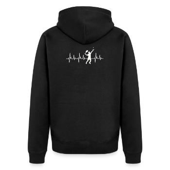 Ball, Tennis, Hemd, Tennisspieler Herzschlag - Unisex Premium Bio Zip Hoodie - Schwarz - Hinten - Nico (187cm)