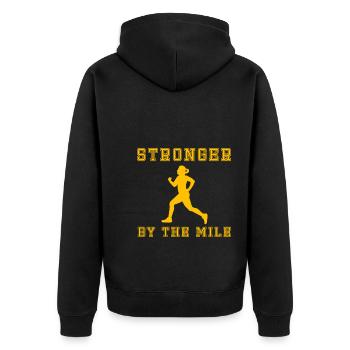 Lustiger Ultramarathon Marathonläufer - Unisex Premium Bio Zip Hoodie - Schwarz - Hinten - Nico (187cm)
