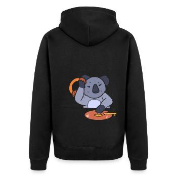 Koala DJ Disc Jockey - Unisex Premium Bio Zip Hoodie - Schwarz - Hinten - Nico (187cm)