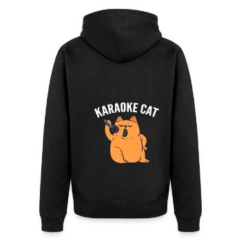 Karaoke Cat Katze Karaoke -Sänger - Unisex Premium Bio Zip Hoodie - Schwarz - Hinten - Nico (187cm)