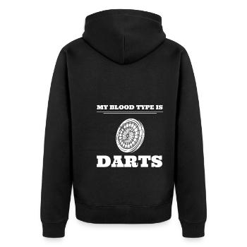 My Blood Type Is Darts Dartspieler - Unisex Premium Bio Zip Hoodie - Schwarz - Hinten - Nico (187cm)