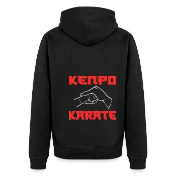 Kenpo Karate Kampfsportler - Unisex Premium Bio Zip Hoodie - Schwarz - Hinten - Nico (187cm)