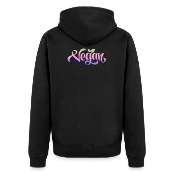 Écriture vegan colorée proverbes déclaration - Veste à capuche bio Premium Unisexe - noir - Dos - Nico (187cm)