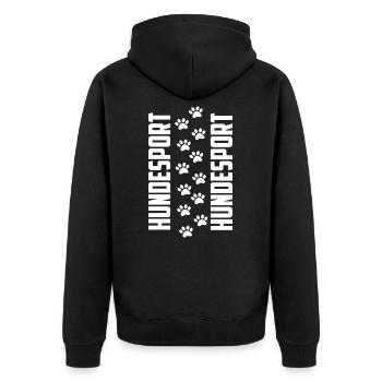 Hundesport Shirt - Hundesport Hobby - Unisex Premium Bio Zip Hoodie - Schwarz - Hinten - Nico (187cm)