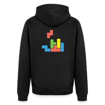 Retro Game tetriss game - Unisex Premium Organic Zip Hoodie - black - Back - Nico (187cm)