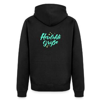 Cordialement Salut Félicitations - Veste à capuche bio Premium Unisexe - noir - Dos - Nico (187cm)