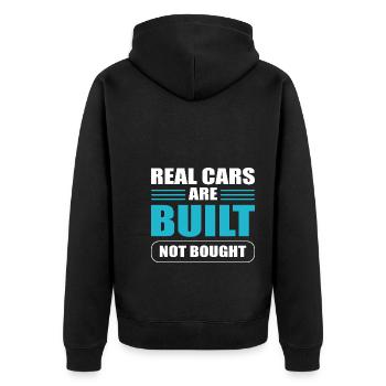 Lustiger Mechaniker Handwerker - Unisex Premium Bio Zip Hoodie - Schwarz - Hinten - Nico (187cm)