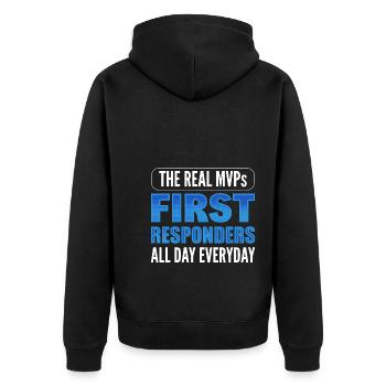 Ersthelfer-Sanitäter Rettungssanitäter - Unisex Premium Bio Zip Hoodie - Schwarz - Hinten - Nico (187cm)