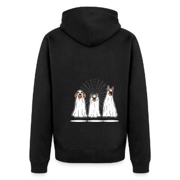 Lustiger Halloween -Hund Hundehalter - Unisex Premium Bio Zip Hoodie - Schwarz - Hinten - Nico (187cm)