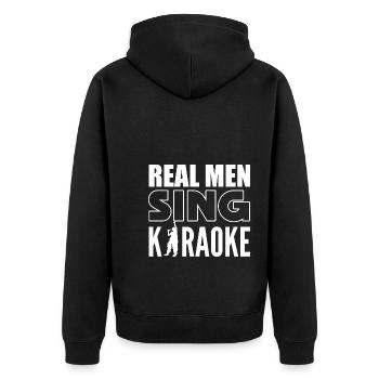 Lustiger Karaoke-Sänger Karaoke-Enthusiast - Unisex Premium Bio Zip Hoodie - Schwarz - Hinten - Nico (187cm)