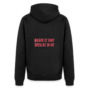 Kölner Dialekt: Maach et joot ävver nit zo off - Unisex Premium Bio Zip Hoodie - Schwarz - Hinten - Nico (187cm)