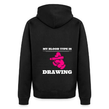 My Blood Type Is Drawing Zeichenkünstler - Unisex Premium Bio Zip Hoodie - Schwarz - Hinten - Nico (187cm)