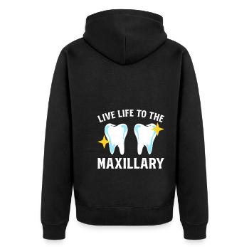 Live Life To The Maxillary Zahnarzt - Unisex Premium Bio Zip Hoodie - Schwarz - Hinten - Nico (187cm)