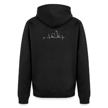 Roller E-Roller Motorroller Herzschlag Pulslinie - Unisex Premium Bio Zip Hoodie - Schwarz - Hinten - Nico (187cm)
