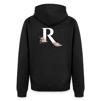 Monogramme floral I Alphabet majuscule R I Lettre - Veste à capuche bio Premium Unisexe - noir - Dos - Nico (187cm)