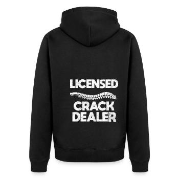 Licensed Crack Dealer Doktor der Chiropraktik - Unisex Premium Bio Zip Hoodie - Schwarz - Hinten - Nico (187cm)