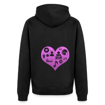 DJ Herz Disc Jockey - Unisex Premium Bio Zip Hoodie - Schwarz - Hinten - Nico (187cm)