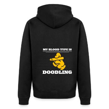 My Blood Type Is Doodling Doodle -Künstler - Unisex Premium Bio Zip Hoodie - Schwarz - Hinten - Nico (187cm)