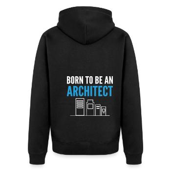 Lustiger Architekt Designer - Unisex Premium Bio Zip Hoodie - Schwarz - Hinten - Nico (187cm)