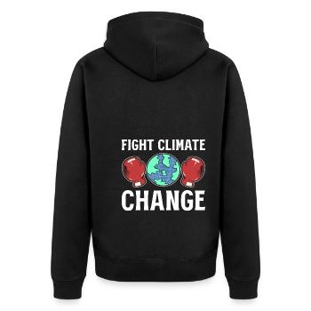 Fight Climate Change Klimawandel-Analyst - Unisex Premium Bio Zip Hoodie - Schwarz - Hinten - Nico (187cm)