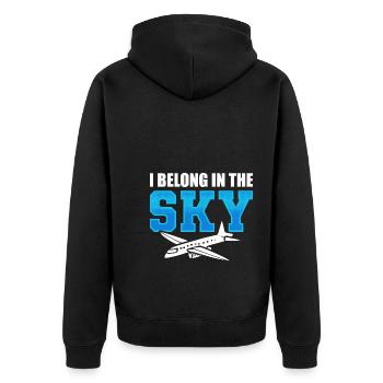 Lustiger Flugbegleiter Flugbegleiterin - Unisex Premium Bio Zip Hoodie - Schwarz - Hinten - Nico (187cm)