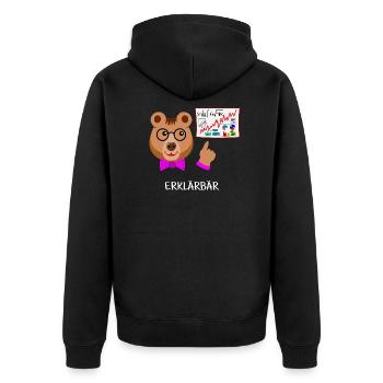 Explainer bear, teacher funny bear intelligent, smart - Unisex Premium Organic Zip Hoodie - black - Back - Nico (187cm)