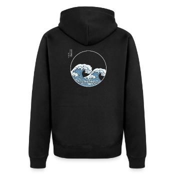 Kanagawa Grande Vague Japon Art japonais Kanji - Veste à capuche bio Premium Unisexe - noir - Dos - Nico (187cm)