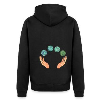 Rette die Erde Umweltschützer - Unisex Premium Bio Zip Hoodie - Schwarz - Hinten - Nico (187cm)
