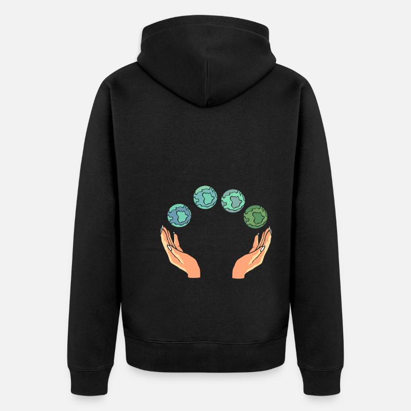 Rette die Erde Umweltschützer - Unisex Premium Bio Zip Hoodie - Schwarz