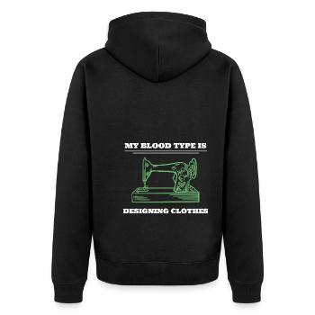 Nähliebhaber Couturier Schneider - Unisex Premium Bio Zip Hoodie - Schwarz - Hinten - Nico (187cm)
