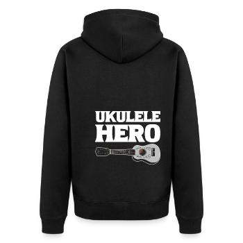 Lustiger Ukelele -Liebhaber Ukelele -Spieler - Unisex Premium Bio Zip Hoodie - Schwarz - Hinten - Nico (187cm)
