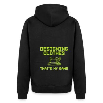 Nähliebhaber Schneider - Unisex Premium Bio Zip Hoodie - Schwarz - Hinten - Nico (187cm)