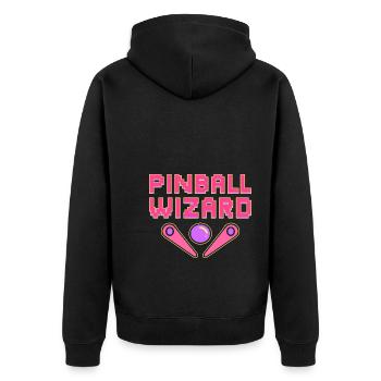 Pinball Wizard Flipper-Spieler - Unisex Premium Bio Zip Hoodie - Schwarz - Hinten - Nico (187cm)