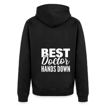 Lustige Ärzte Doktor der Medizin - Unisex Premium Bio Zip Hoodie - Schwarz - Hinten - Nico (187cm)