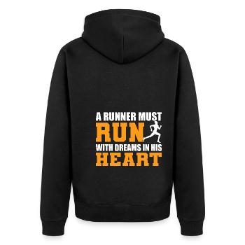 Marathon-Liebhaber Marathon-Rennfahrer - Unisex Premium Bio Zip Hoodie - Schwarz - Hinten - Nico (187cm)