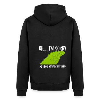 Lustiger Leguan Serpentologe - Unisex Premium Bio Zip Hoodie - Schwarz - Hinten - Nico (187cm)