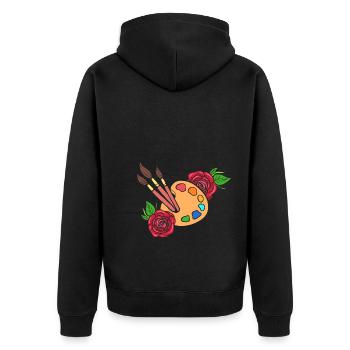 Rosen malen Palette Handwerksperson - Unisex Premium Bio Zip Hoodie - Schwarz - Hinten - Nico (187cm)
