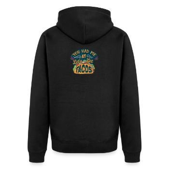 You Had Me at Let's Get Tacos - Unisex Premium Organic Zip Hoodie - black - Back - Nico (187cm)