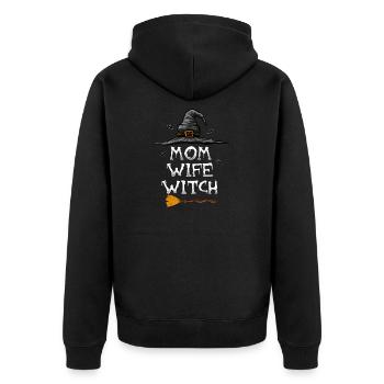 Mutter Frau Hexe Halloween - Unisex Premium Bio Zip Hoodie - Schwarz - Hinten - Nico (187cm)