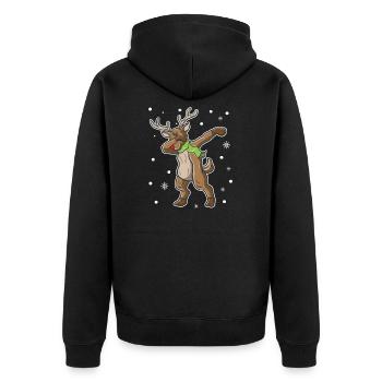 Tupfen Deer Christmas Xmas Yuletide Weihnachtsgeschenk - Unisex Premium Bio Zip Hoodie - Schwarz - Hinten - Nico (187cm)