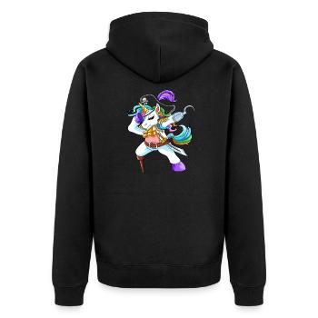 Halloween Piraten Einhorn Lustiges Trick Or Treat Geschenk - Unisex Premium Bio Zip Hoodie - Schwarz - Hinten - Nico (187cm)