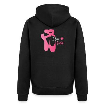 Ballerina Ballet Schuhe Tänzerin Damen / Mädchen - Unisex Premium Bio Zip Hoodie - Schwarz - Hinten - Nico (187cm)