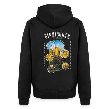 Birmingham Angleterre UK City Skyline Accueil Amour - Veste à capuche bio Premium Unisexe - noir - Dos - Nico (187cm)