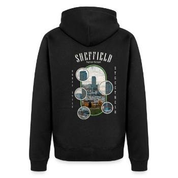 Sheffield Angleterre UK City Skyline Accueil Amour - Veste à capuche bio Premium Unisexe - noir - Dos - Nico (187cm)