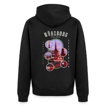 Würzburg Allemagne Ville Skyline Home Love - Veste à capuche bio Premium Unisexe - noir - Dos - Nico (187cm)