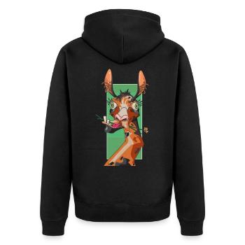 Girafe - Unisex Premium Bio Zip Hoodie - Schwarz - Hinten - Nico (187cm)