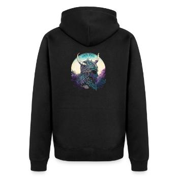 Wikingerhelm Runen Wikingerkrieger Nordische - Unisex Premium Bio Zip Hoodie - Schwarz - Hinten - Nico (187cm)