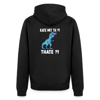 Kathe T-Rex Überbiss Meme Kathe Namens - Unisex Premium Bio Zip Hoodie - Schwarz - Hinten - Nico (187cm)