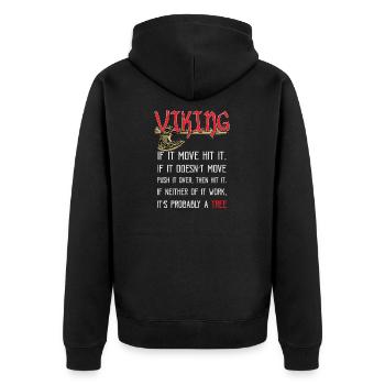 Wikinger Fan Geschenk Barbarben Wikinger Krieger - Unisex Premium Bio Zip Hoodie - Schwarz - Hinten - Nico (187cm)