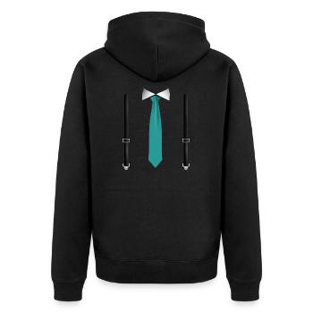 Lustige grüne Krawatte mit schwarzen Hosenträgern Perfekt - Unisex Premium Bio Zip Hoodie - Schwarz - Hinten - Nico (187cm)